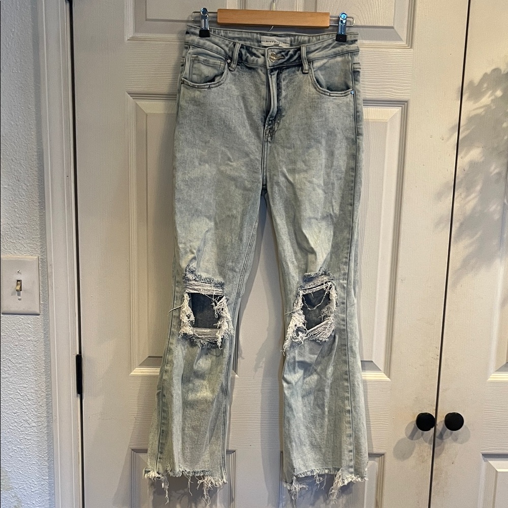 Stylish Risen brand Distressed Light Blue Women's Flare Jeans